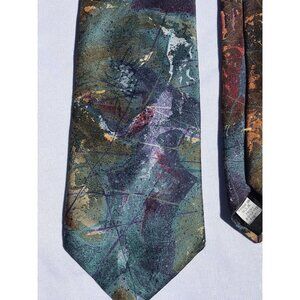 Vtg Oscar De La Renta Tie Multicolor Geo Abstract Men's Classic Necktie Y2K HTF